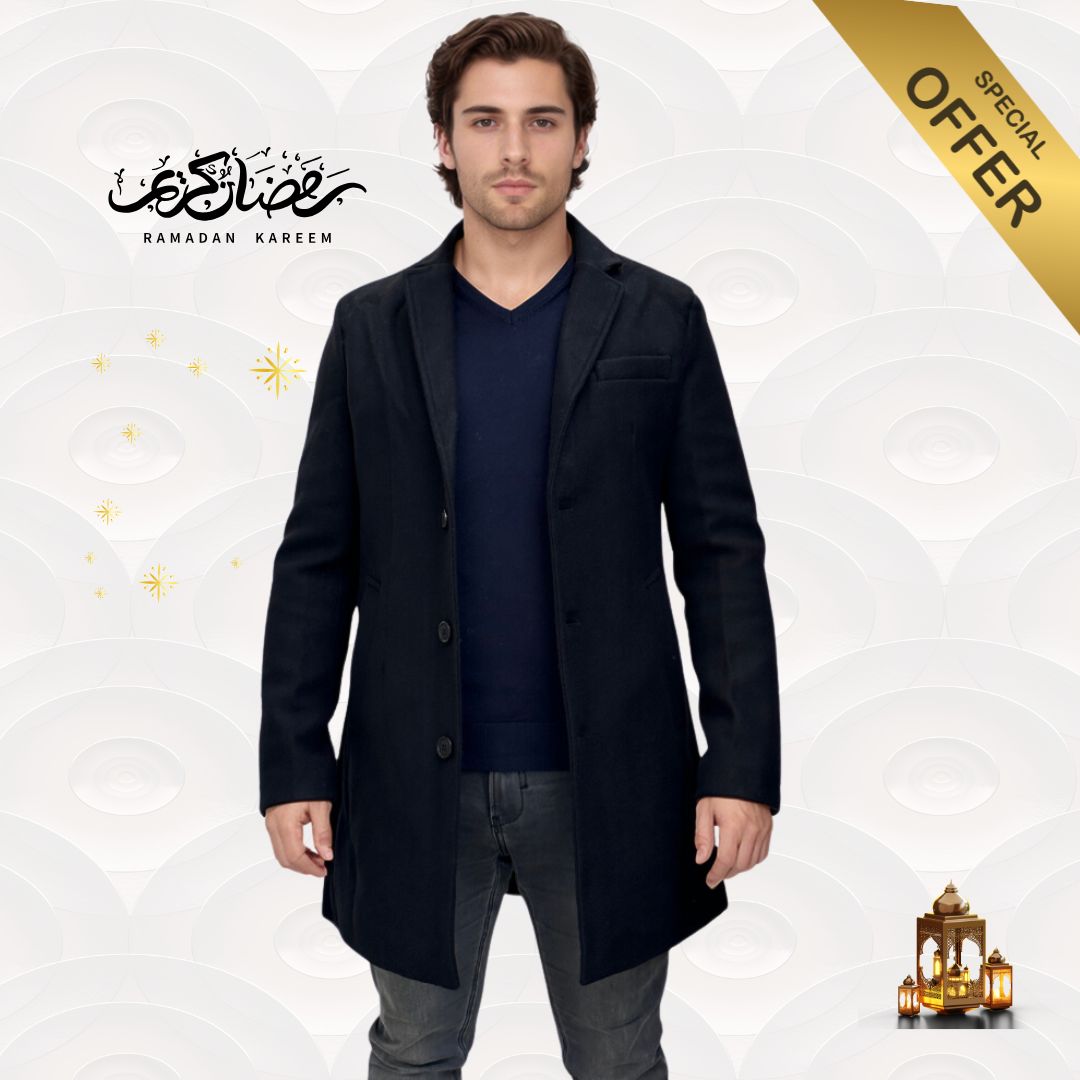 Enos Jeans Veste Longue Type Pardessus - Noir