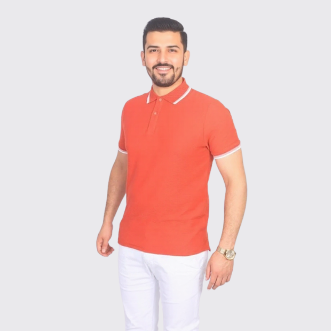 Polo en Cotton - Unis - Rouge