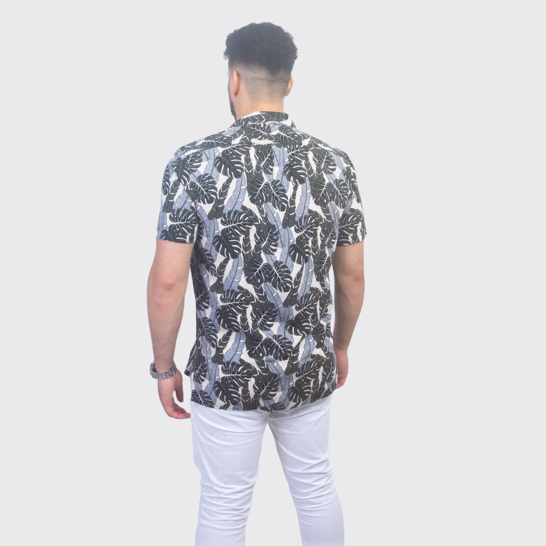 Chemise à Fleur - Blanc / Bleu