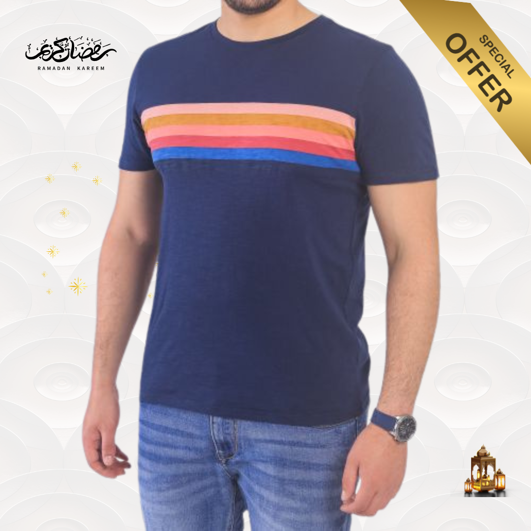 T-shirt Beker's homme a Motif - bleu Marine