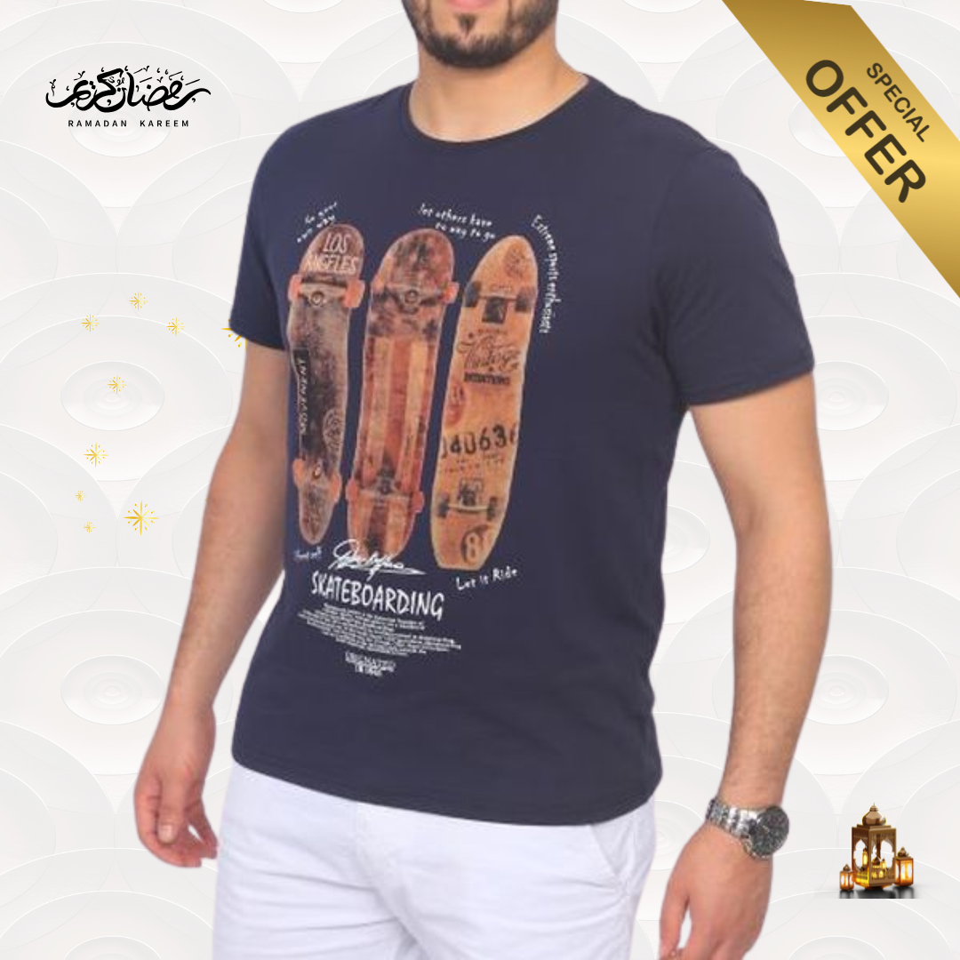 T-Shirt À Motif - Bleu Marine