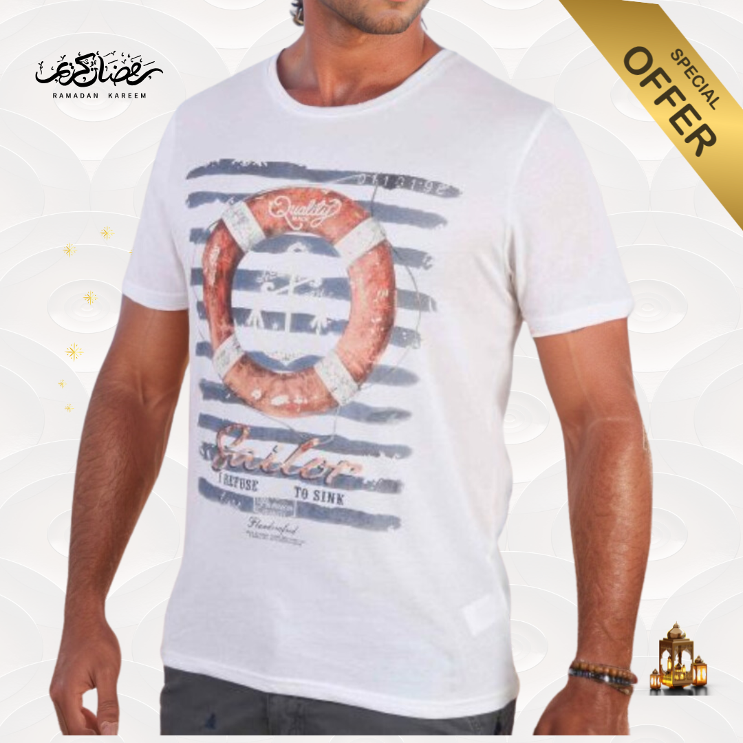 T-shirt Baker's homme a Motif - Blanc