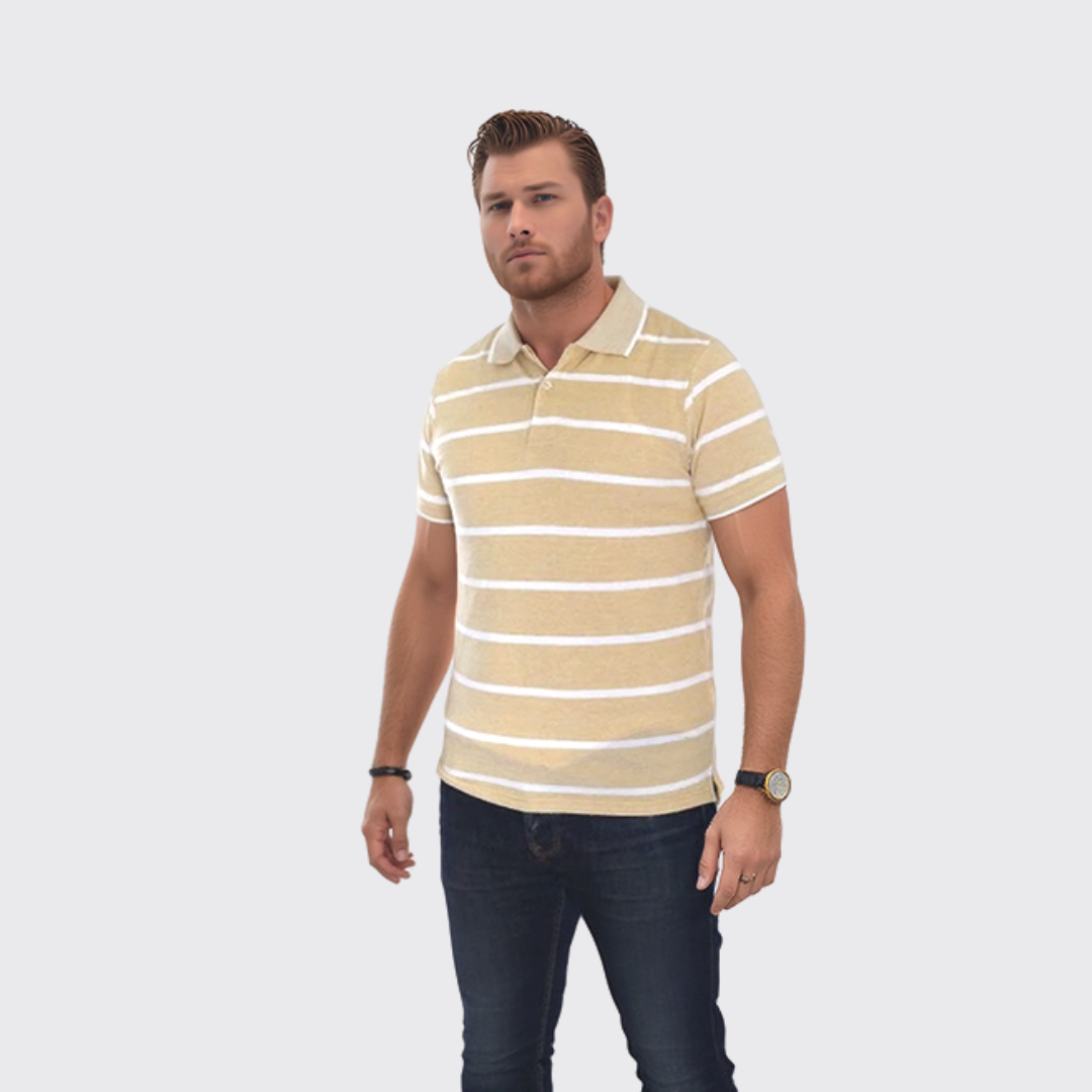 Polo en Cotton à rayures - Jaune