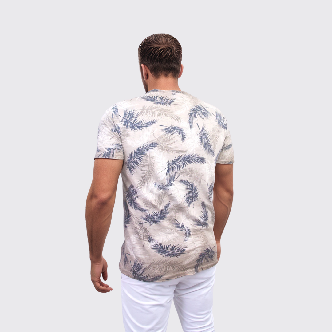 T-shirt à Motif Feuille De Palme - Marron