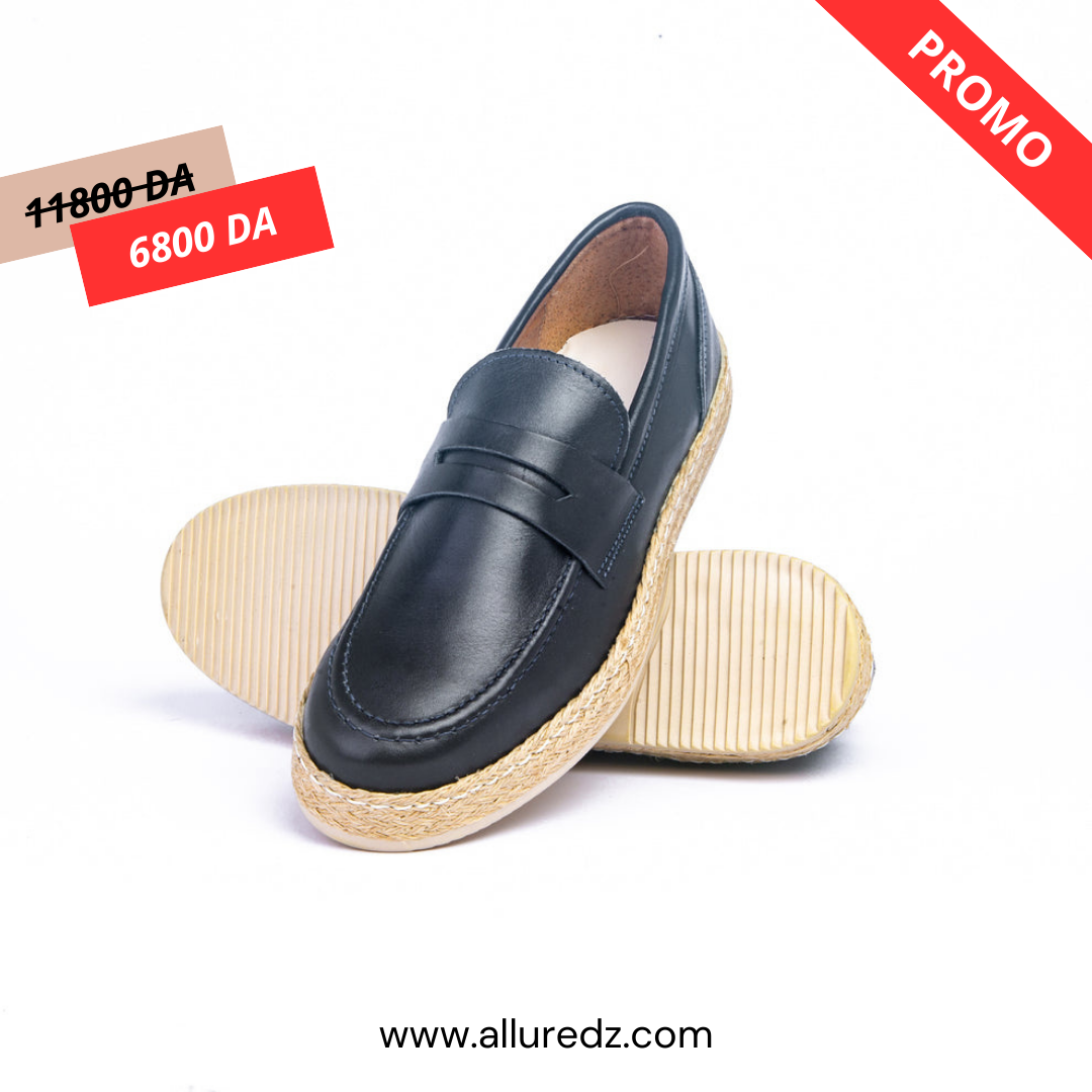 Mocassins En Cuir - Bleu Marine