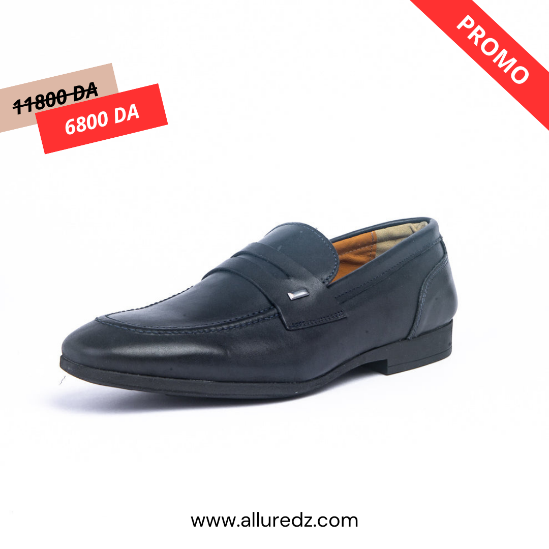 Mocassins En Cuir - Bleu Marine