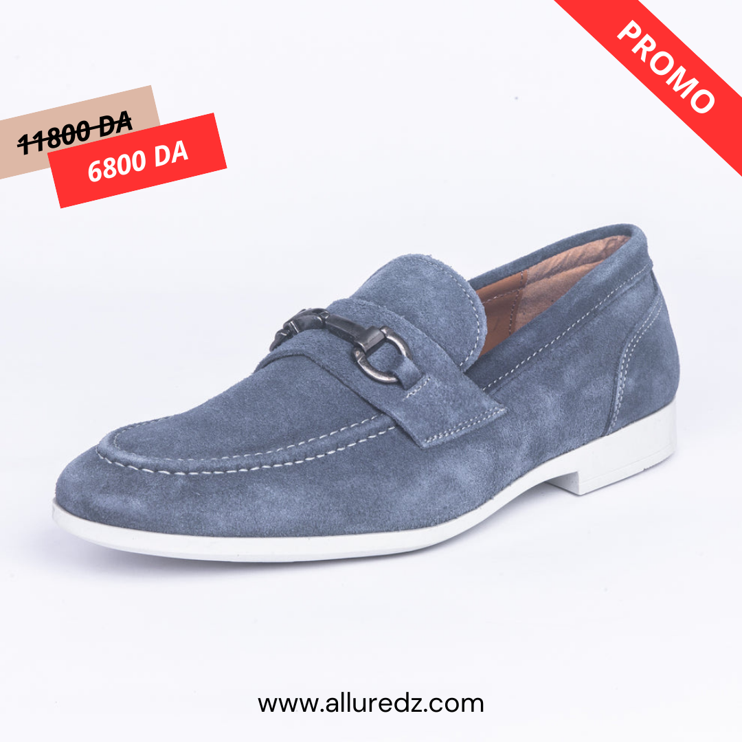 Mocassin En Daim - Bleu Jeans