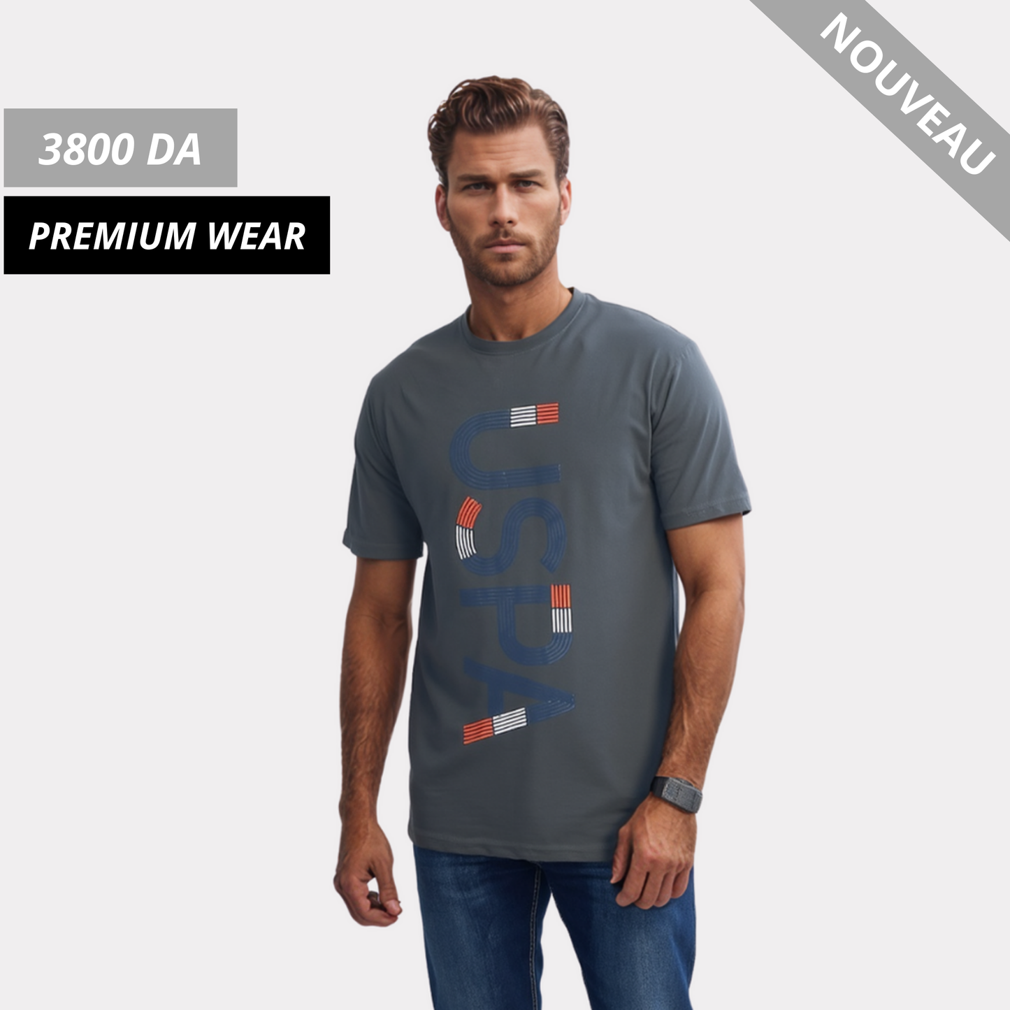 US Polo T-Shirt Homme - Gris