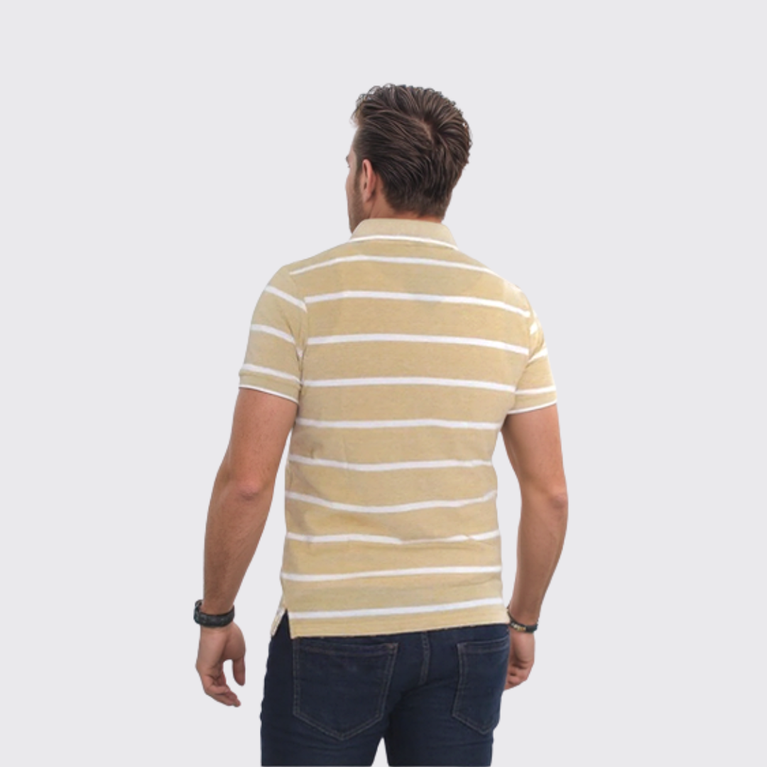 Polo en Cotton à rayures - Jaune