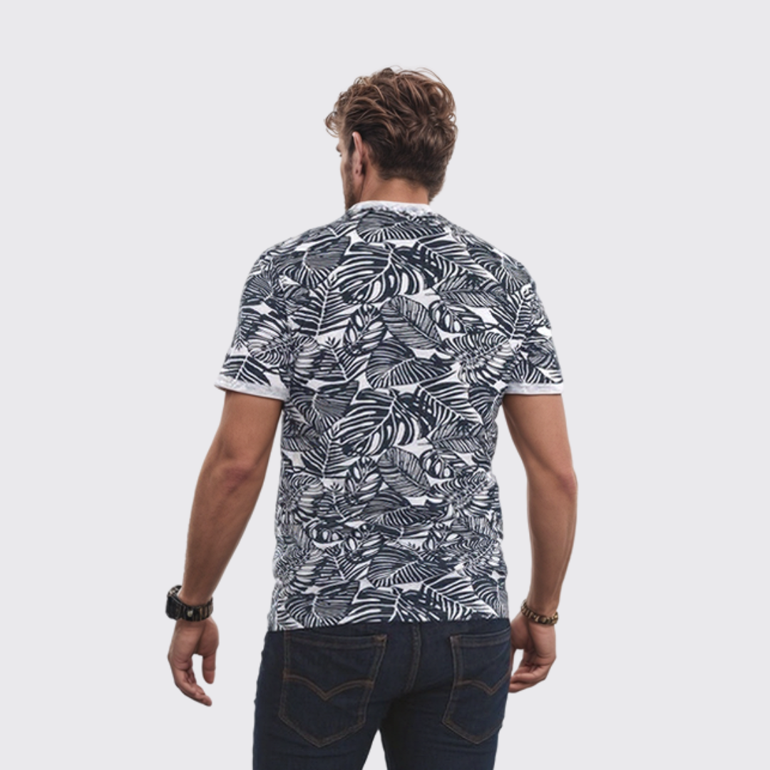 Y.two Jeans T-Shirt Homme - Bleu/Blanc