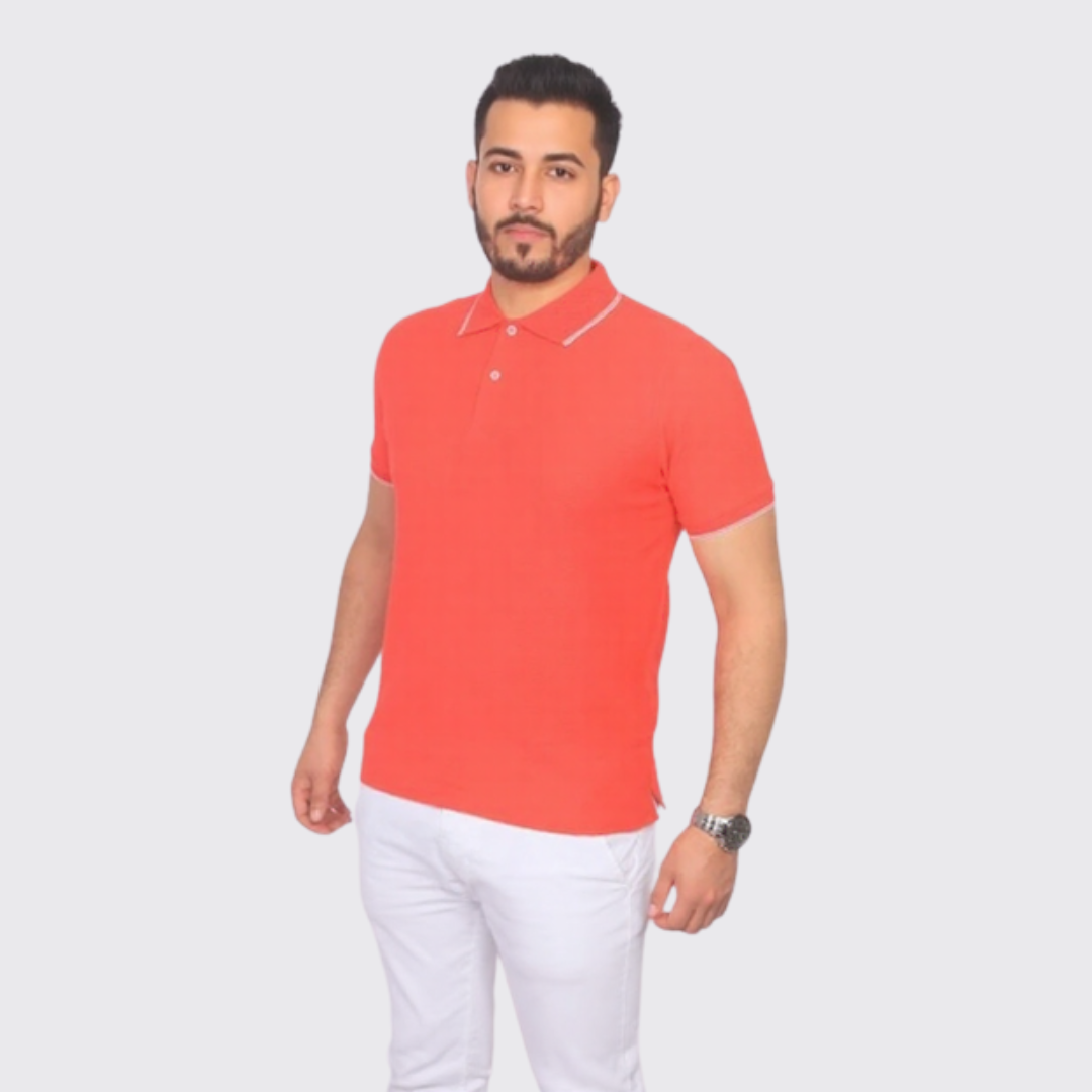 Polo en Cotton - Unis - Rouge