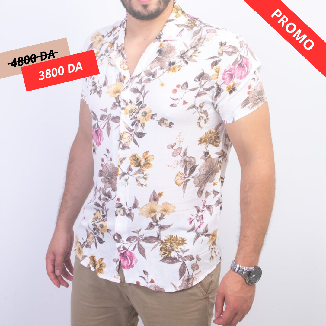 Chemise à Fleur - Blanc