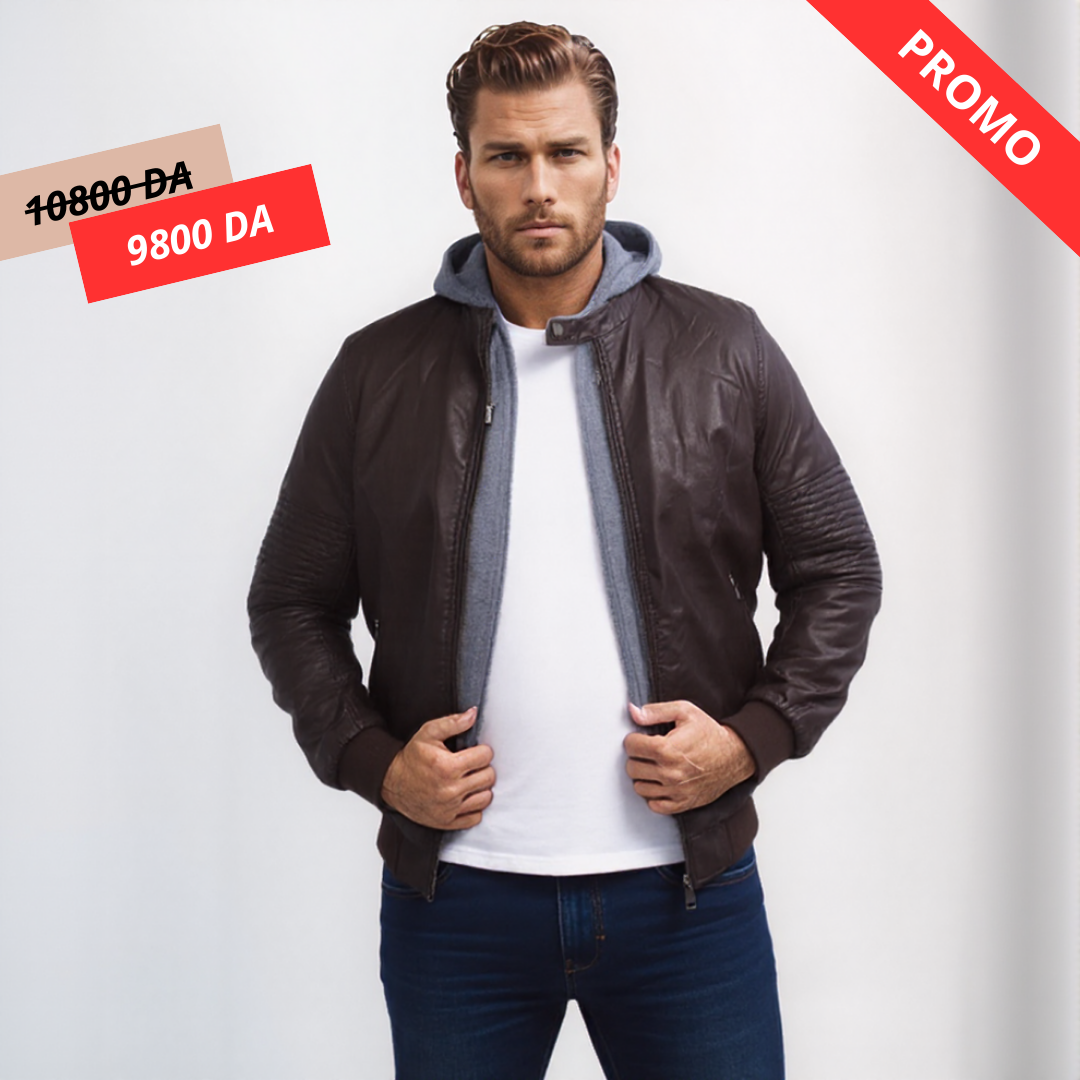 Blouson Simli Cuir - Capuche Amovible