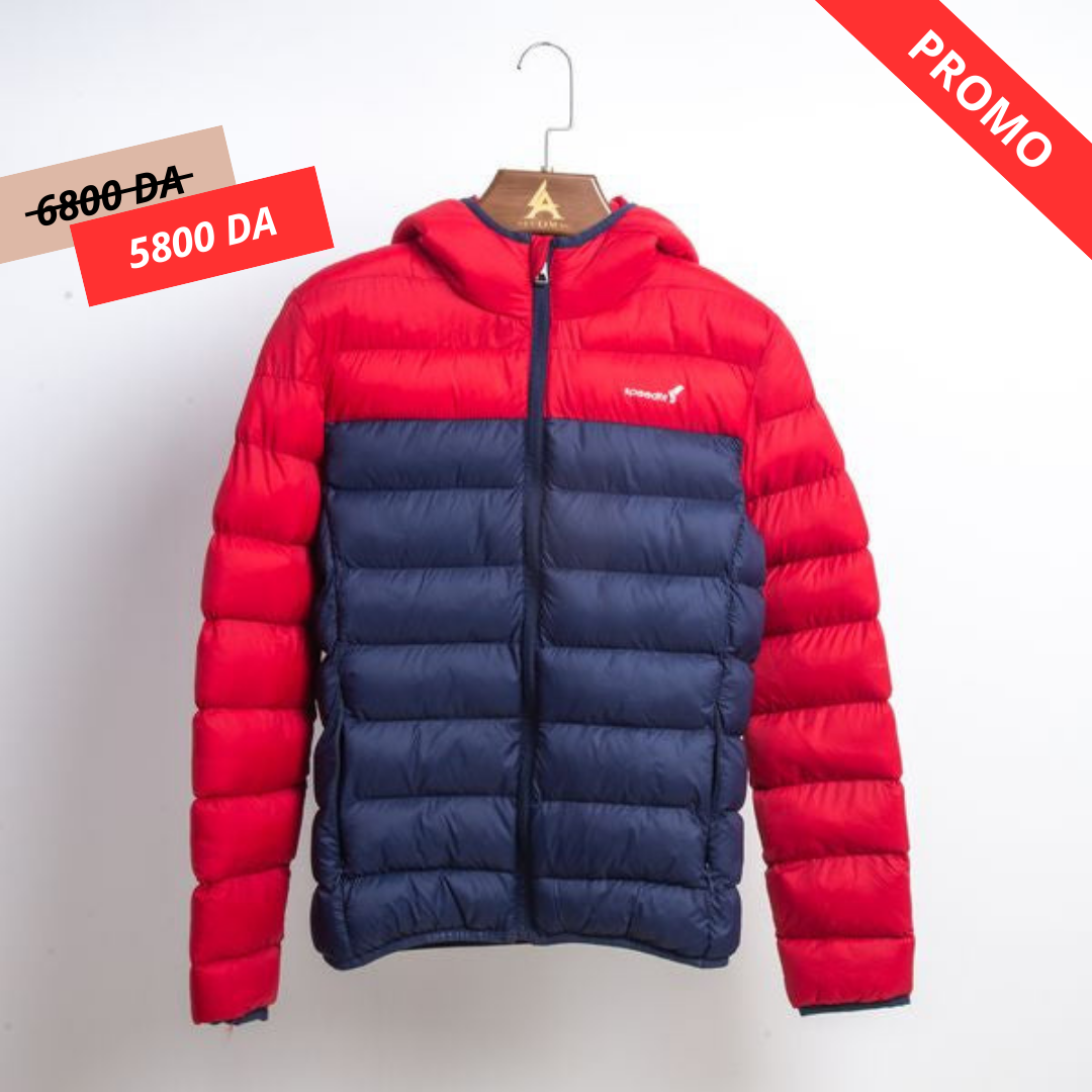 Doudoune a Capuche - Blue/Rouge