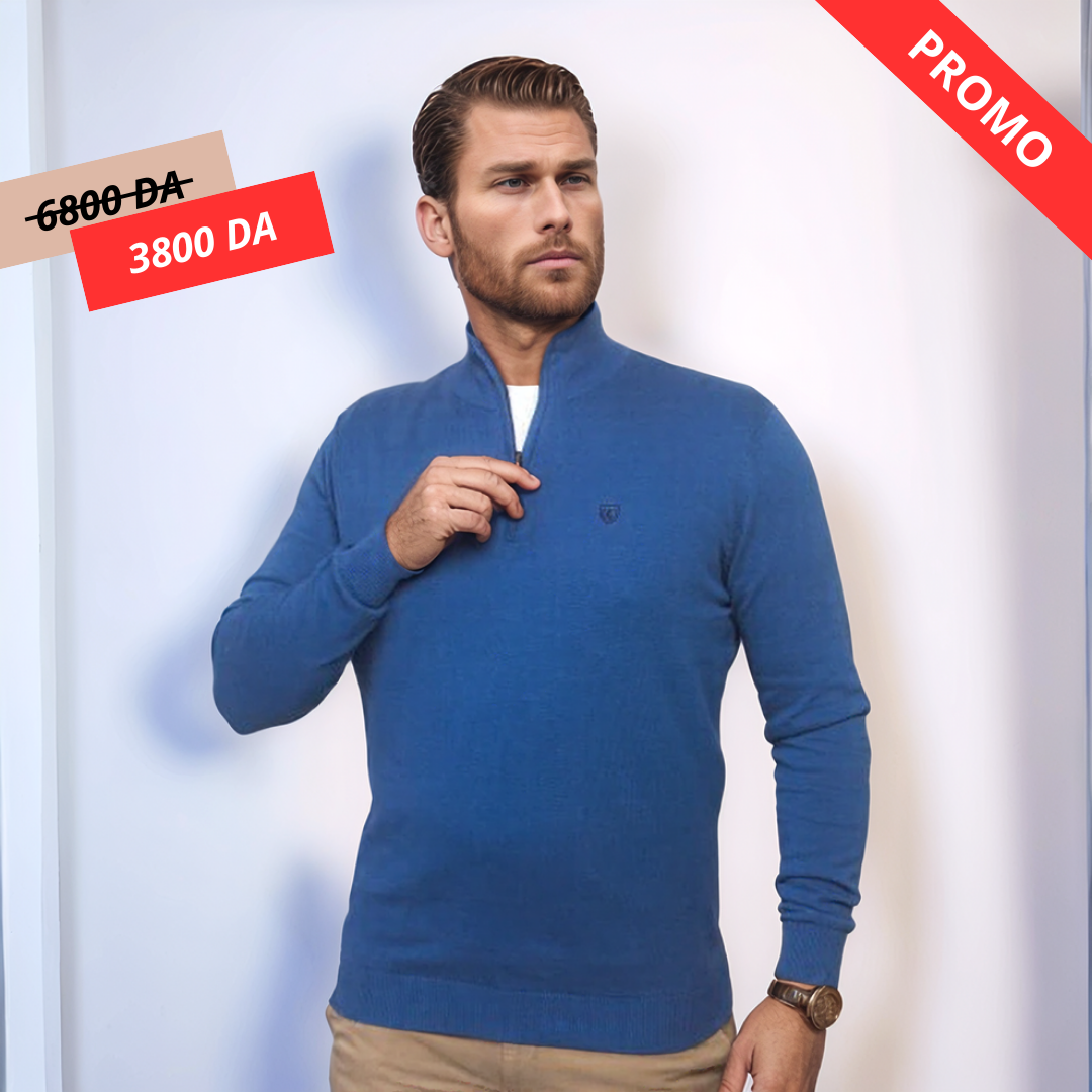 Preend Pull Col Montant Zippé - Bleu Ciel