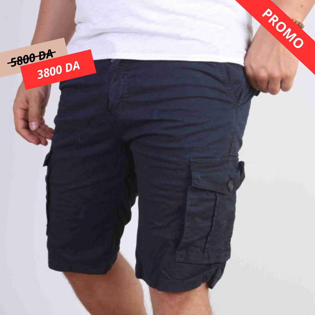 Short Cargo à Motif - Bleu