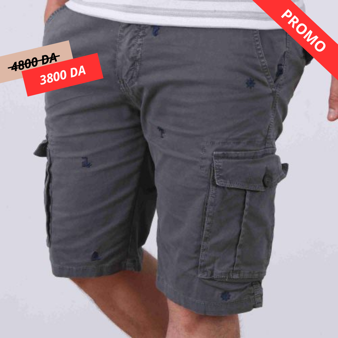 Short Cargo a motif - Gris