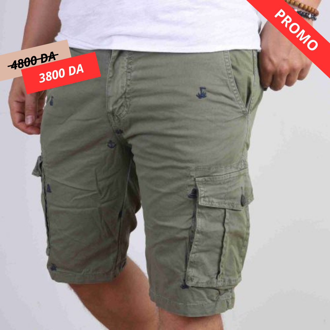 Short Cargo à Motif - Vert