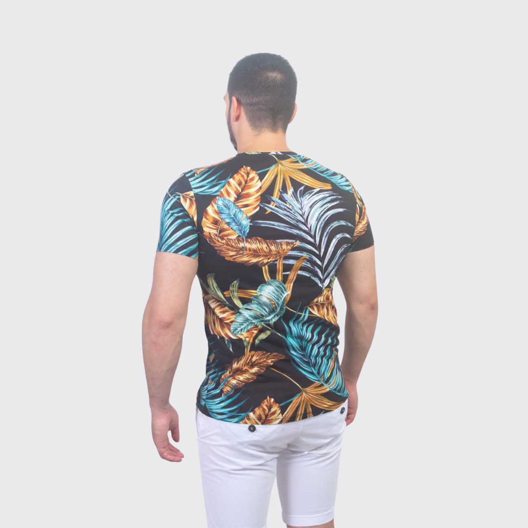 T-shirt à Motif - Noir / Bleu