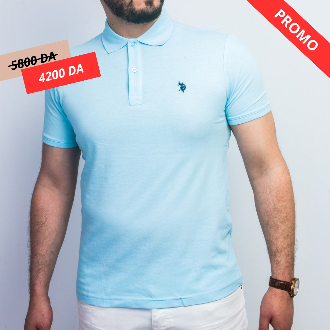 Polo à Motif - Bleu Ciel
