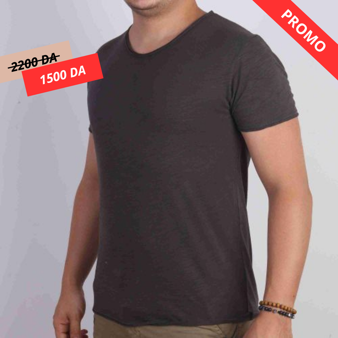 Y.two Jeans T-Shirt Homme 100% Coton - Gris Souris