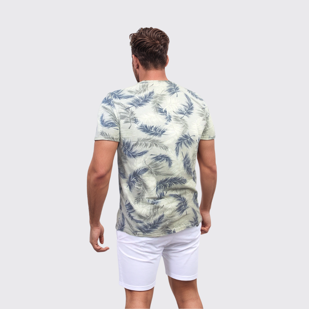 T-shirt à Motif Feuille De Palme - Vert Olive