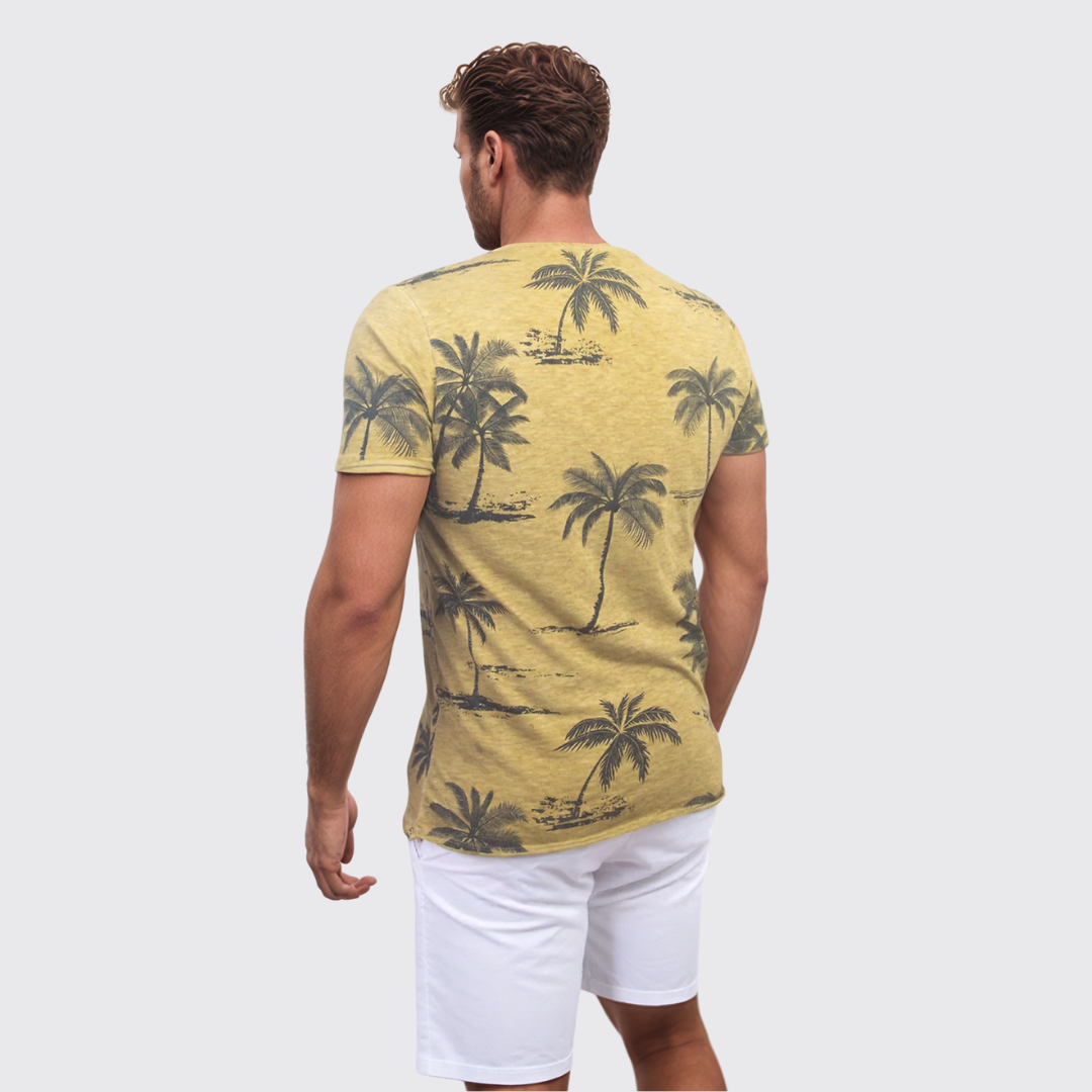 T-shirt à Motif Palmier - Jaune