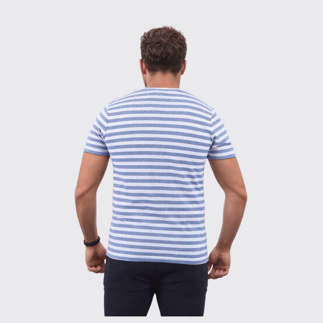 Bakers T-shirt à rayures - Blanc / Bleu ciel