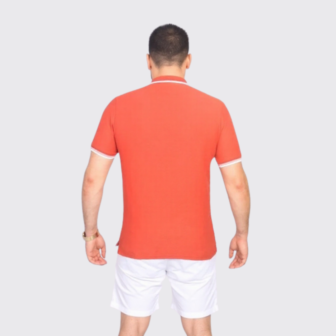 Polo en Cotton - Unis - Rouge
