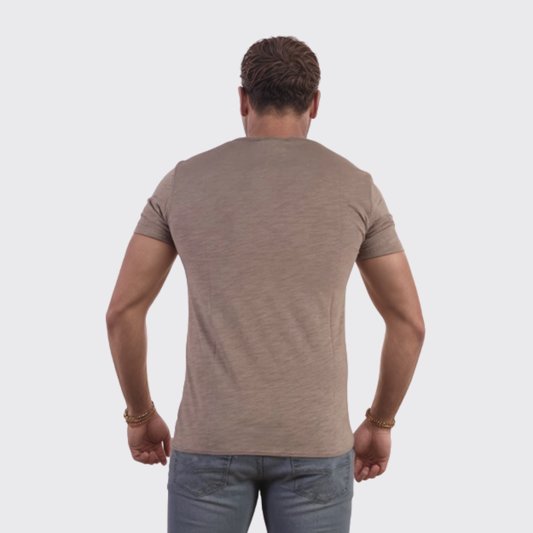 Y.two Jeans T-Shirt Homme 100% Coton - Camel