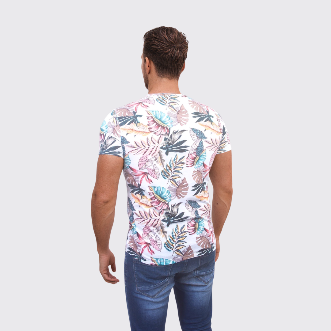 T-shirt à Fleur - Blanc