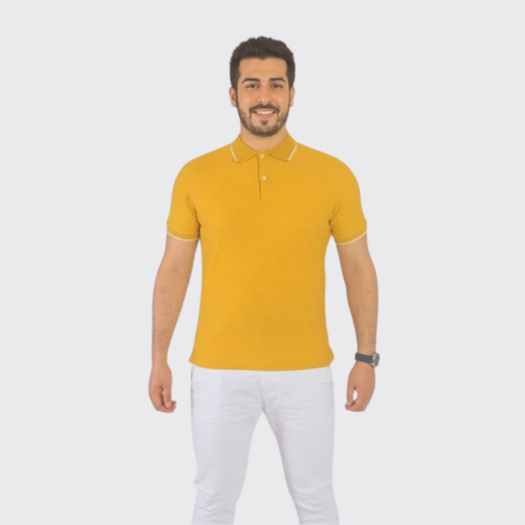 Polo en Cotton - unis - Jaune