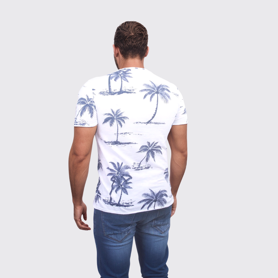 T-shirt à Motif Palmier - Blanc