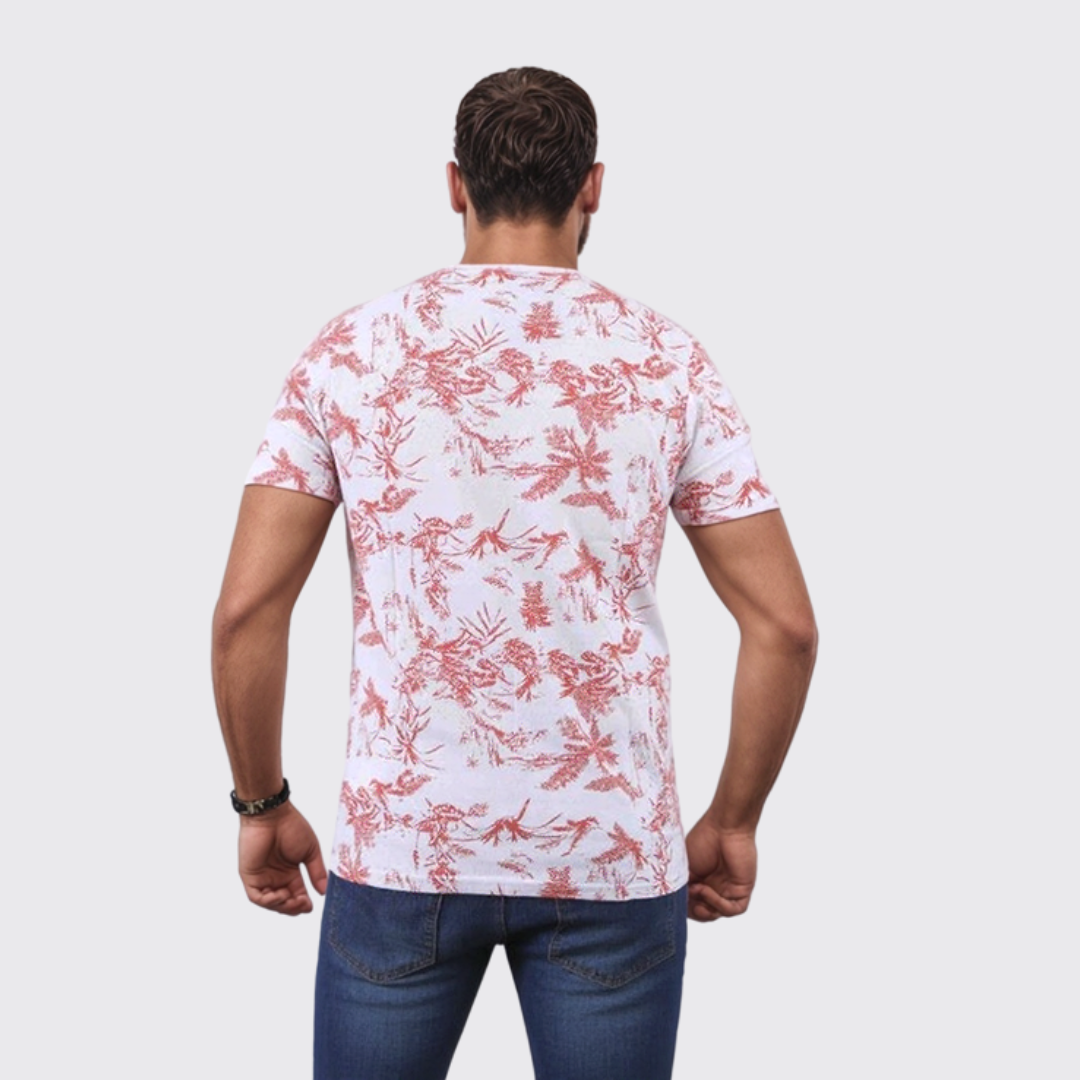 T-Shirt À Fleur - Blanc/Rouge