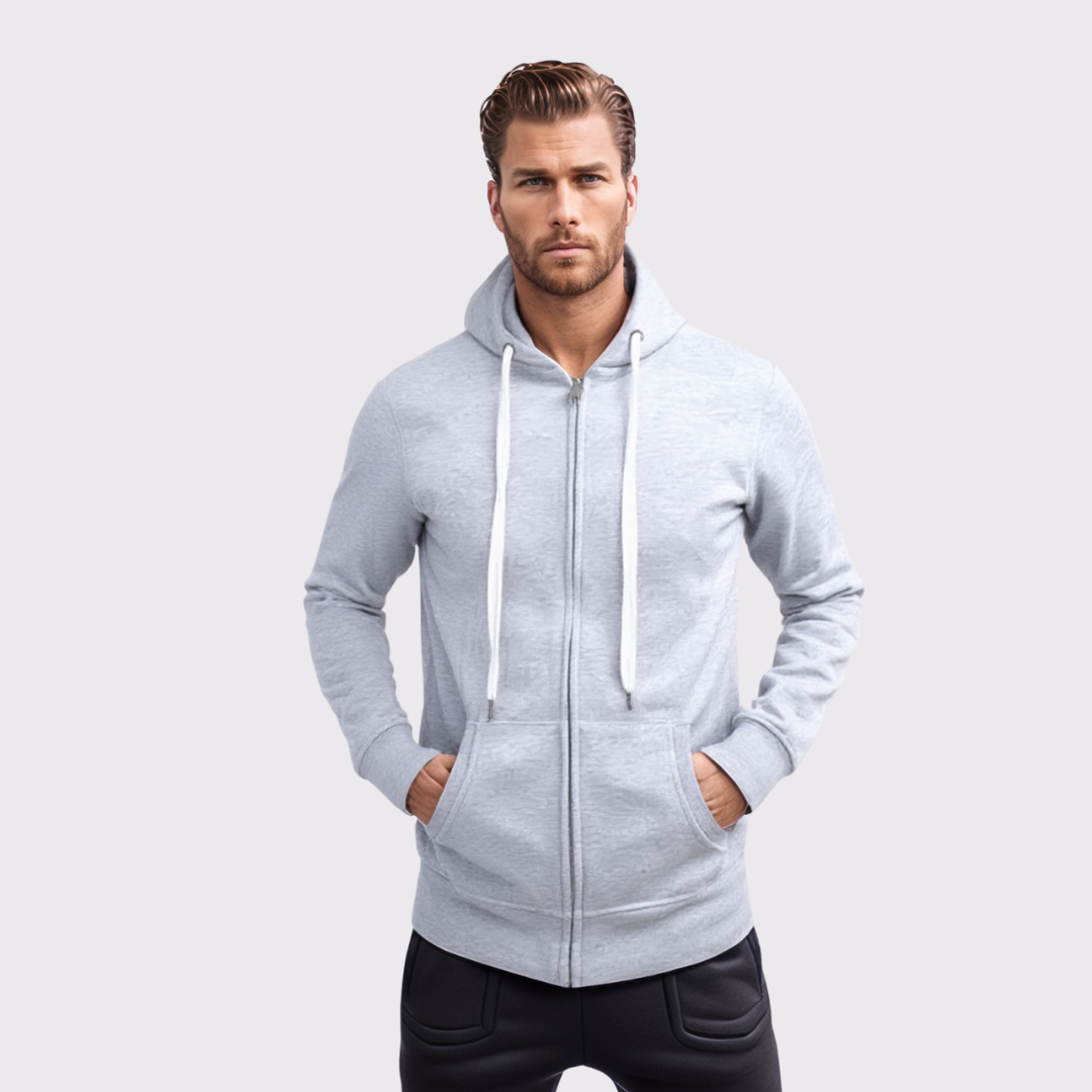 Sweat a Capuche fermeture zippée - Gris