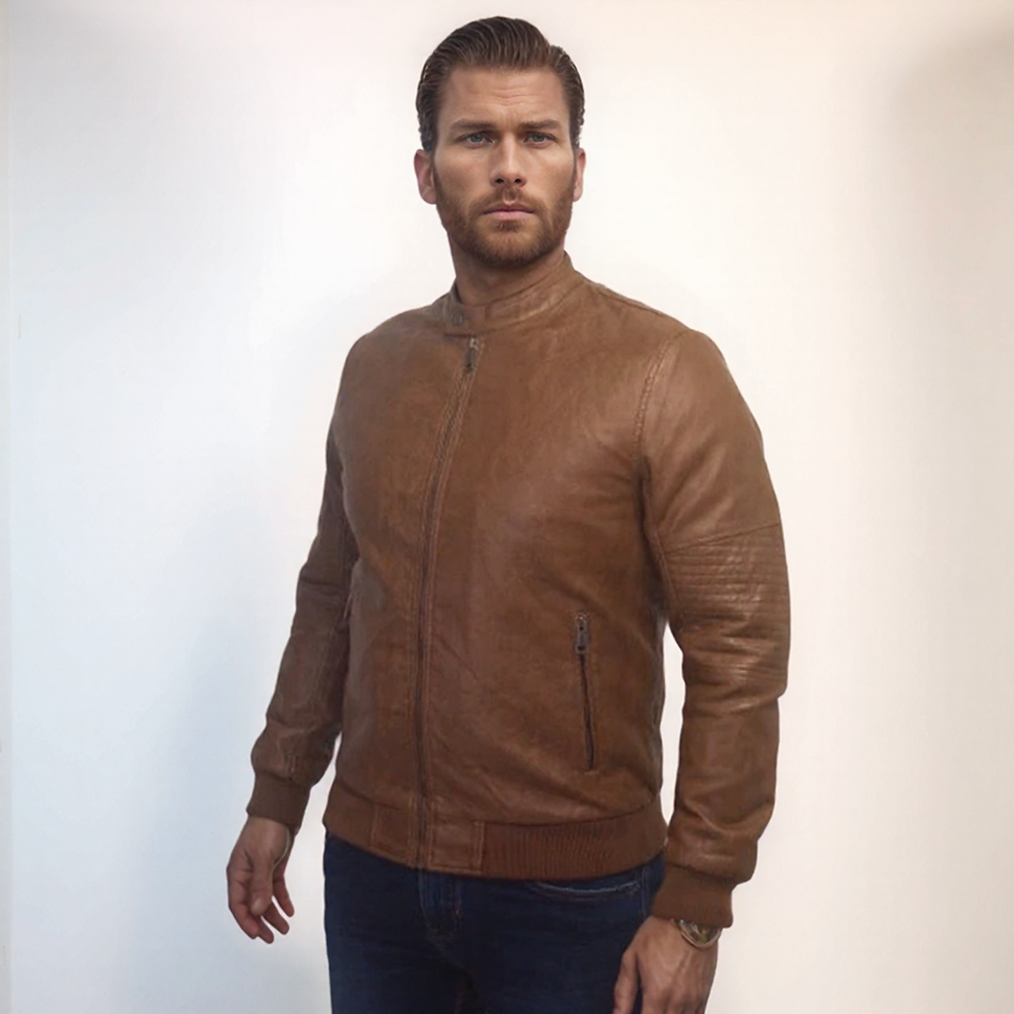 Enos Jeans Vestes Simili Cuir - Camel