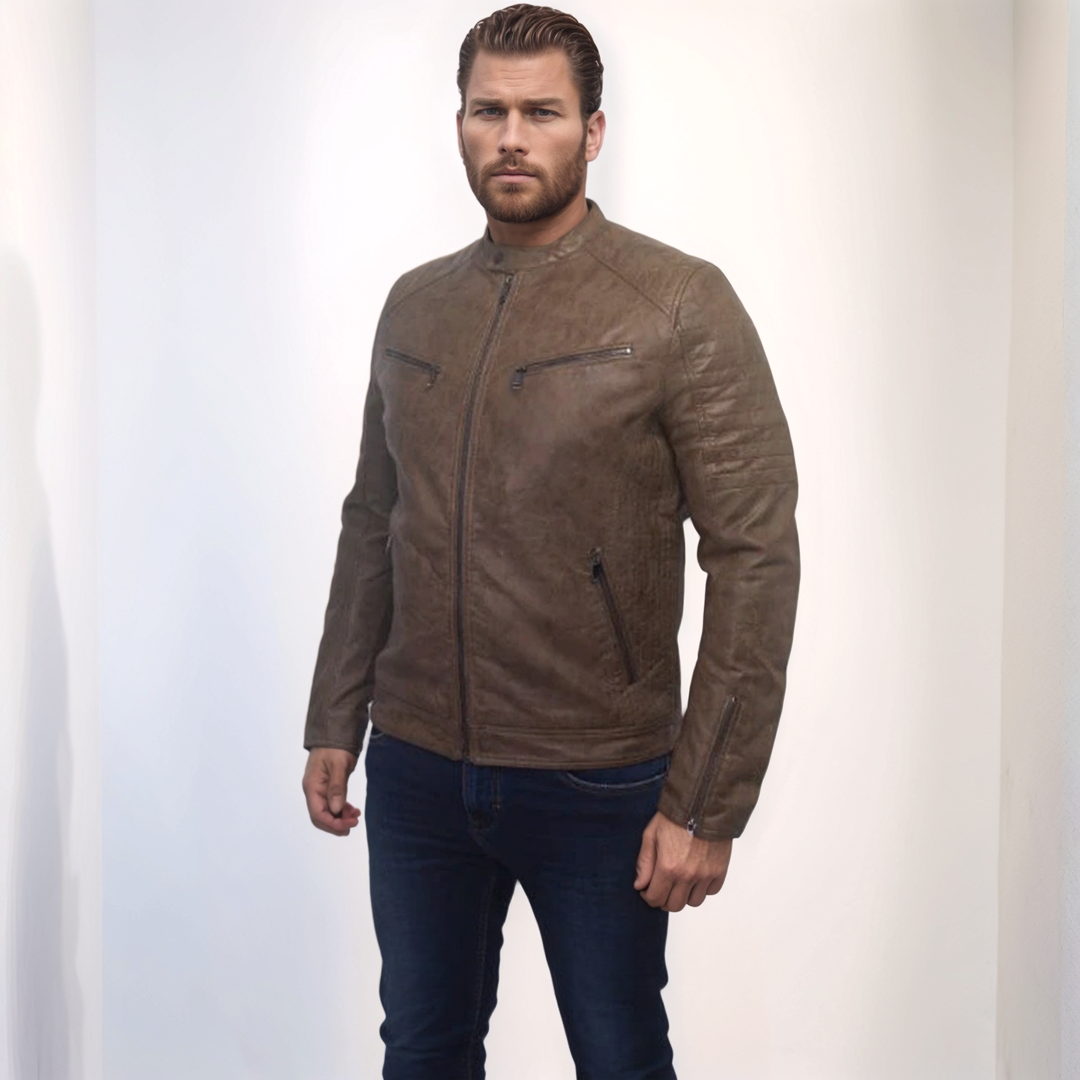 Enos Jeans Veste Simili Cuir - Marron