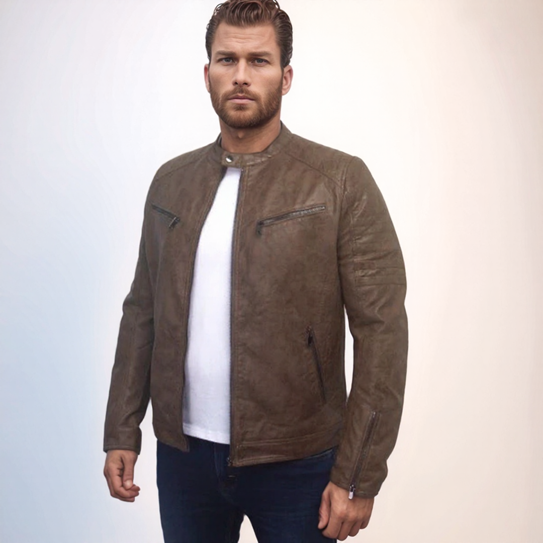Enos Jeans Veste Simili Cuir - Marron