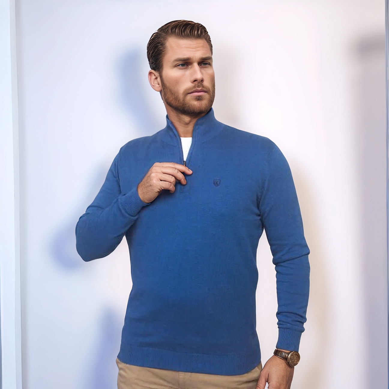 Preend Pull Col Montant Zippé - Bleu Ciel