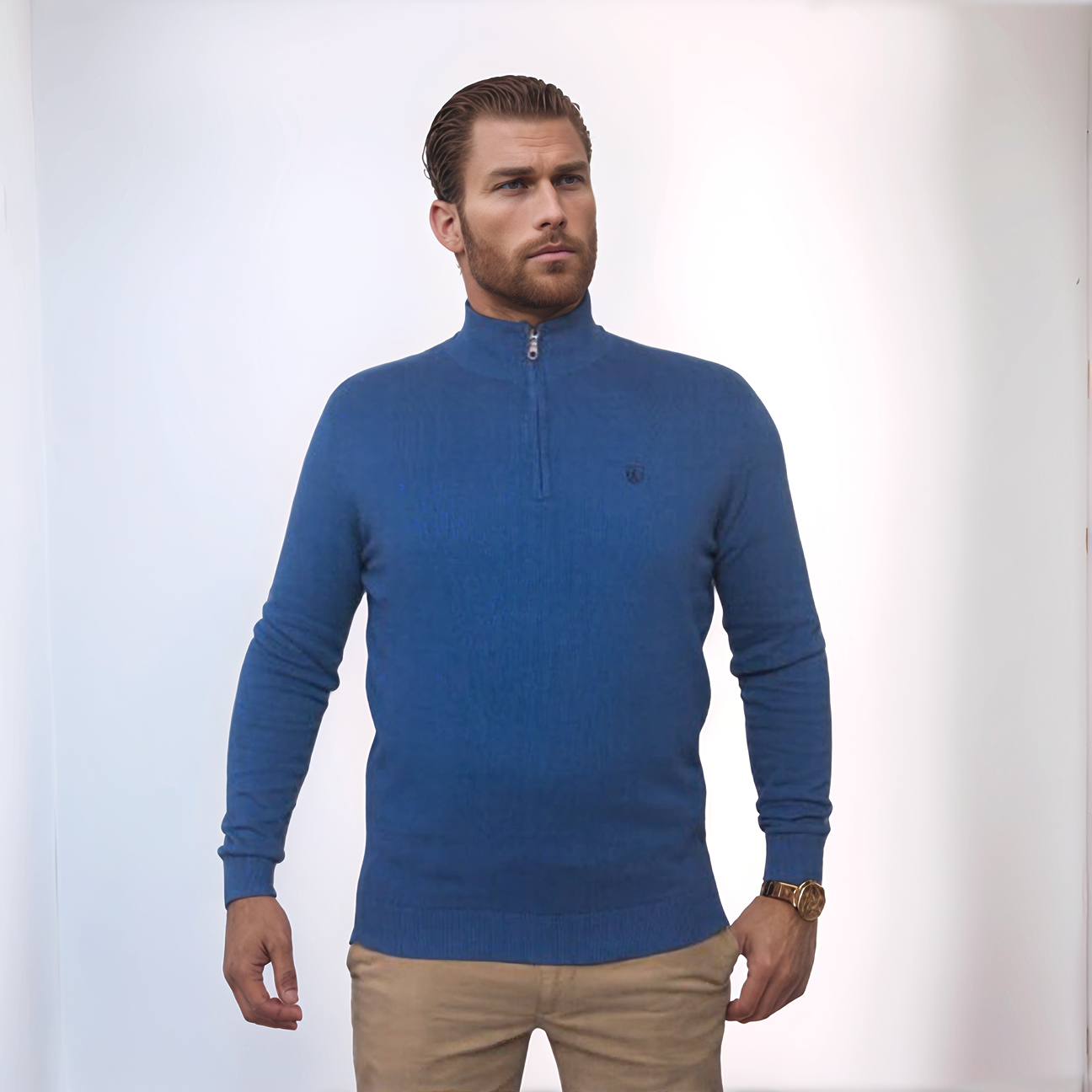 Preend Pull Col Montant Zippé - Bleu Ciel