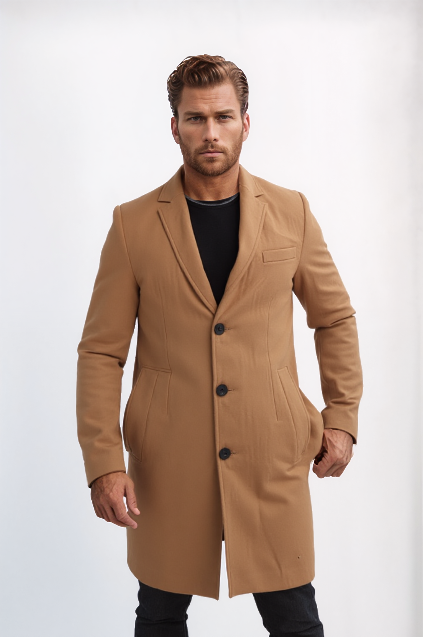 Enos Jeans Veste Longue Type Pardessus - Beige
