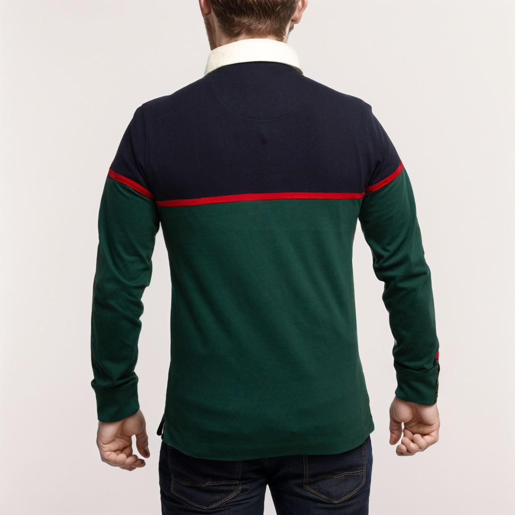Polo Manches Longues - Vert / Bleu