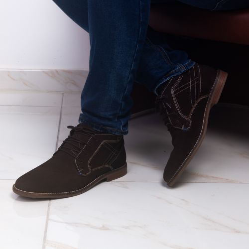 LIVERGY DEMI BOTTES EN CUIR - MARRON