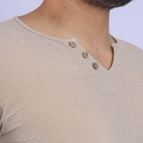 Focus T-shirt à Boutons - Beige