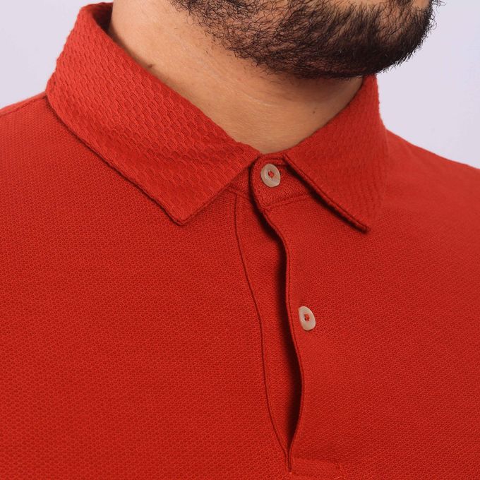 Polo en Cotton - Unis - Rouge