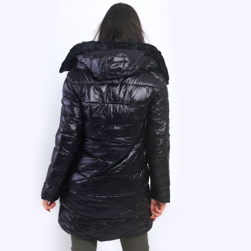 Maps Vestes Longue À Capuche En Fourrure - Noir