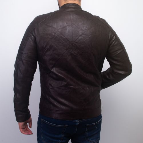 Enos Jeans Vestes Simili Cuir - Marron Foncé