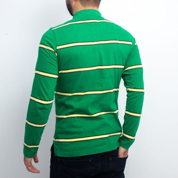 Polo Manches Longues à Rayures - Vert