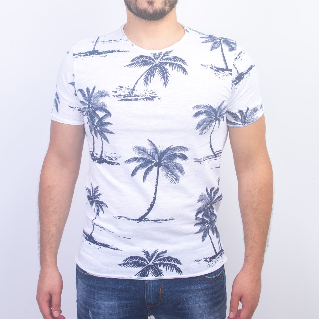 T-shirt à Motif Palmier - Blanc