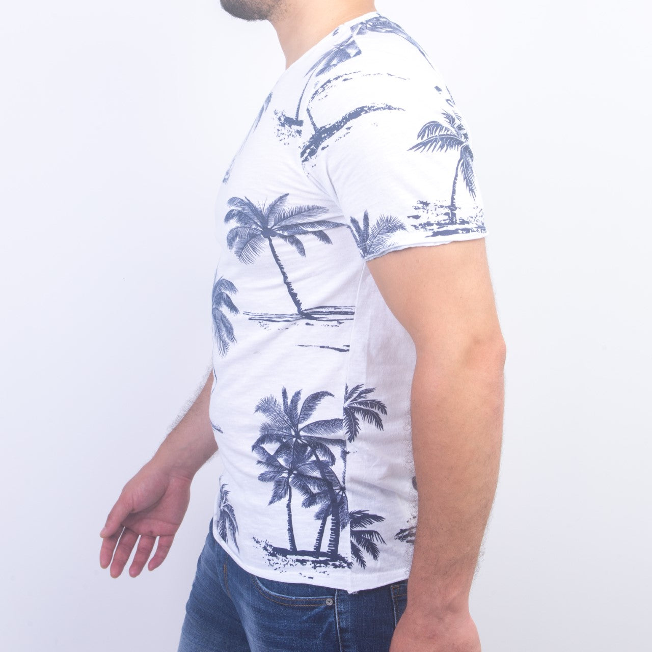 T-shirt à Motif Palmier - Blanc